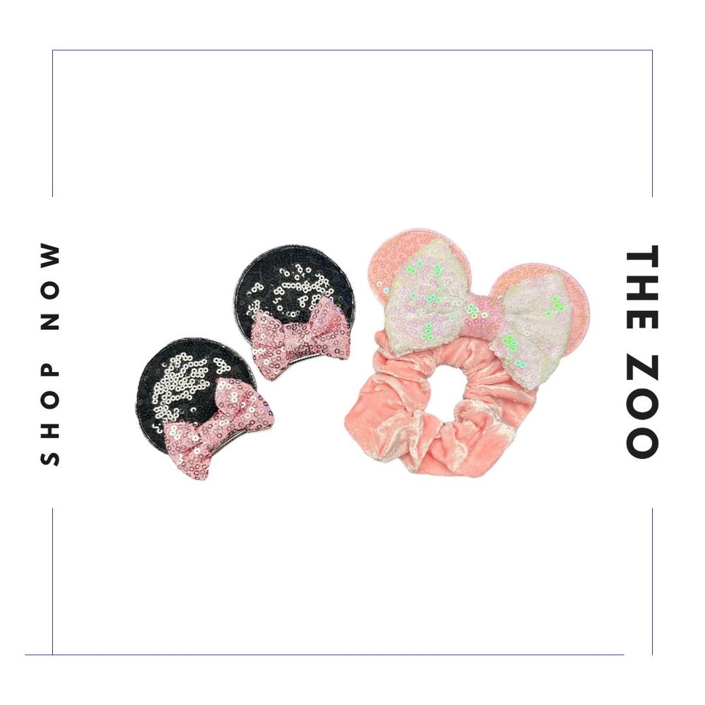 Scrunchie Mouse Ears‎ Pink Glitter